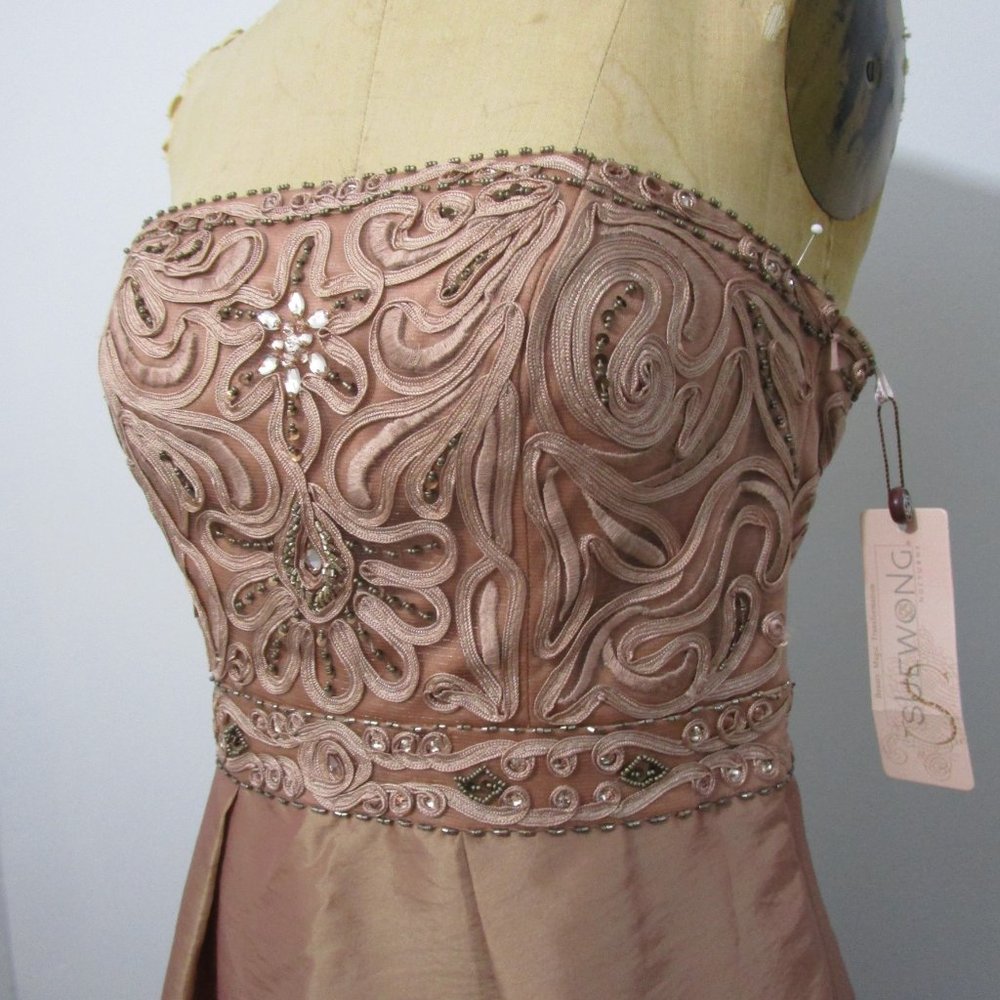 Bustier Cocktail Dress Strapless Beaded Bodice Wedding - Picture 1 of 9
